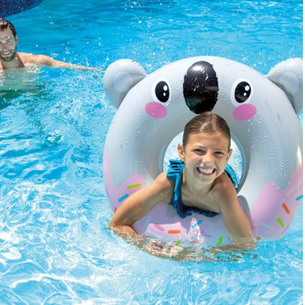 Intex Cute Animal Inflatable Swim Tube – Kids Pool Ring (33” x 30”) #59266
