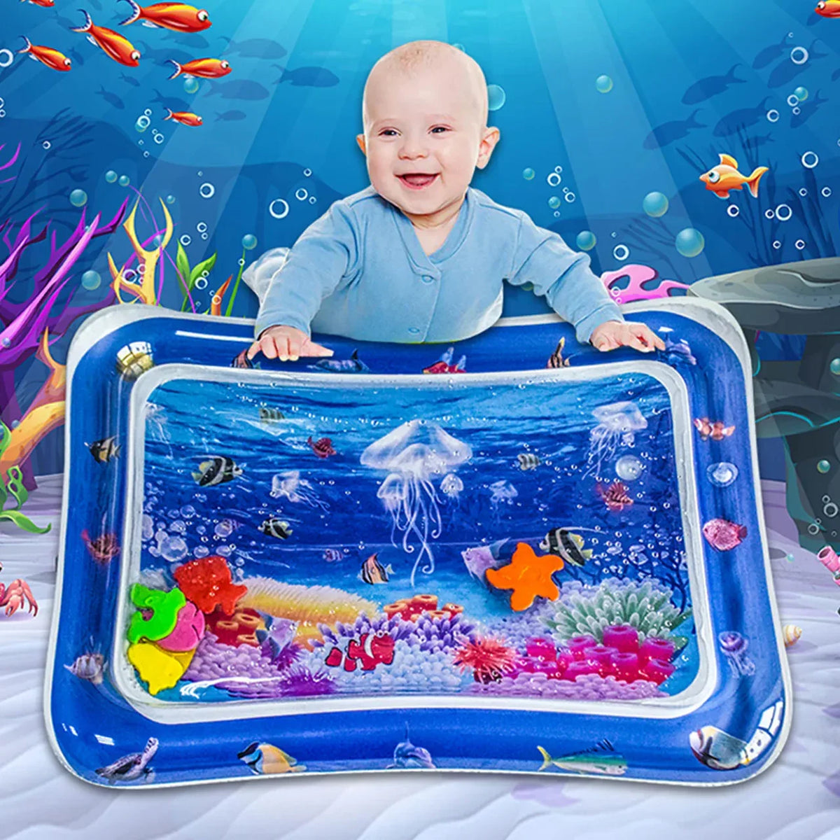 Baby Water Crawling Play Mat – Inflatable Tummy Time Activity Mat