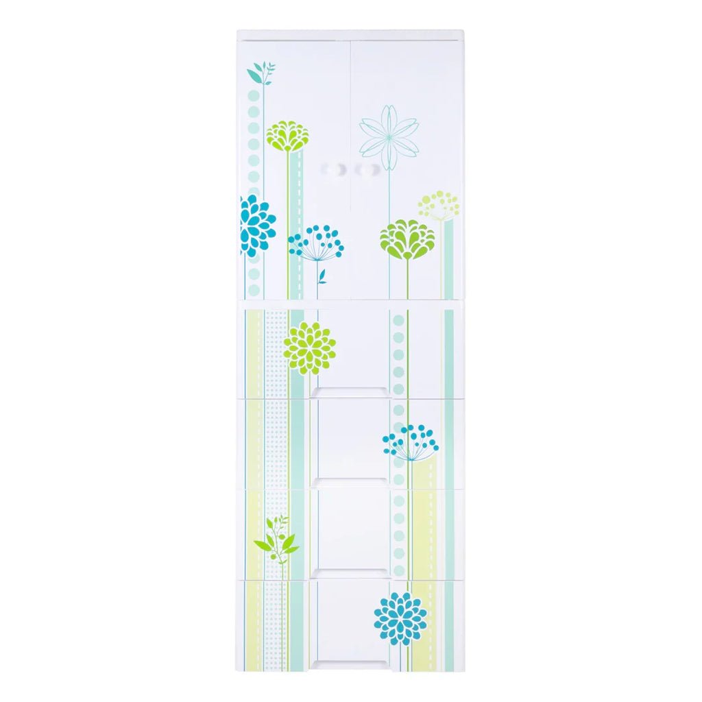 Kideez Wardrobe – Green Flower Print | Stylish & Spacious Kids Storage