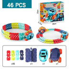 FlexiTrack 46-Piece Racing Set – Interchangeable Car Shells