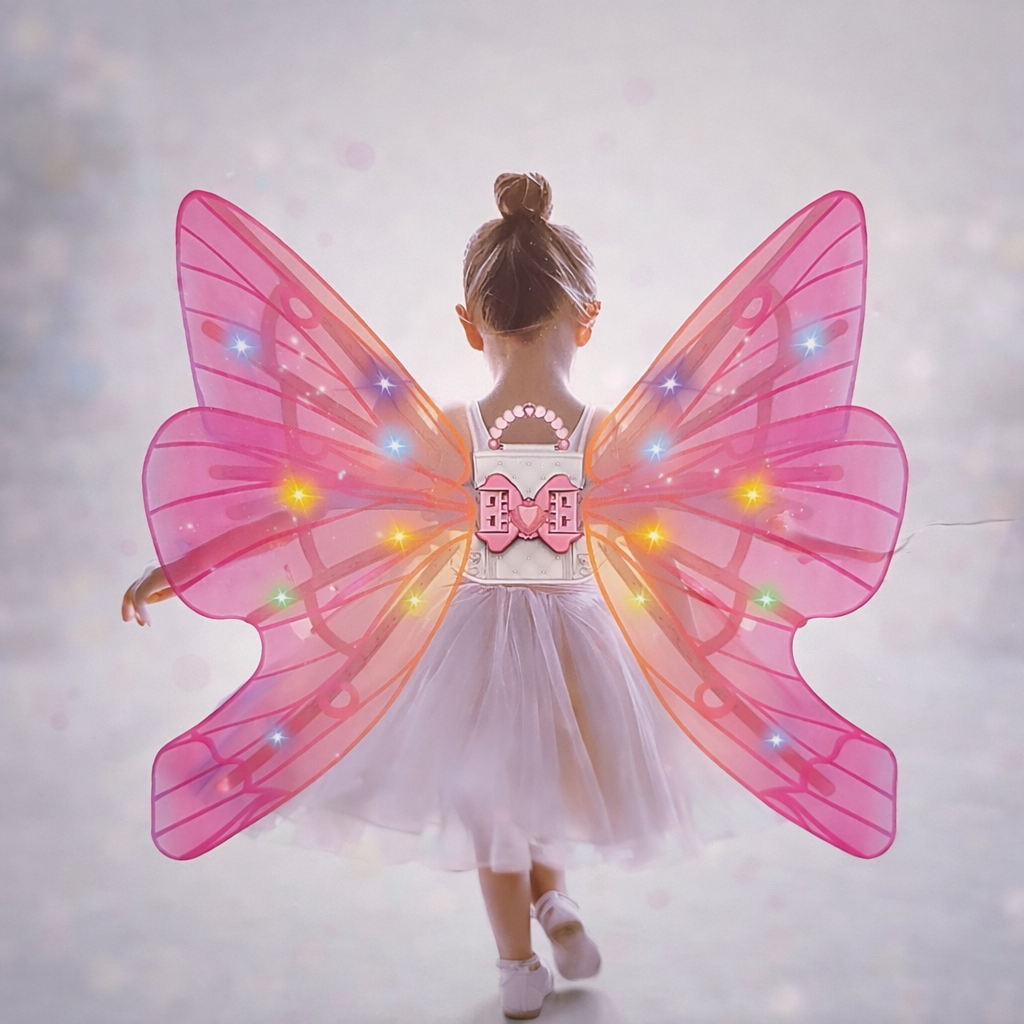 Magic Glow Fairy Wings – Light & Music Costume