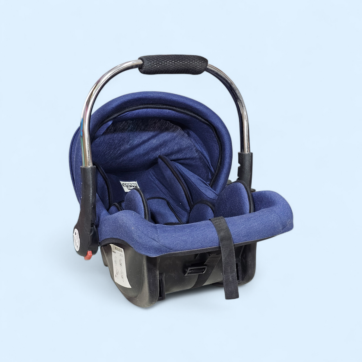 Baby Carry Cot with Soft Mattress – Steel Handle, Canopy & Safety Belt