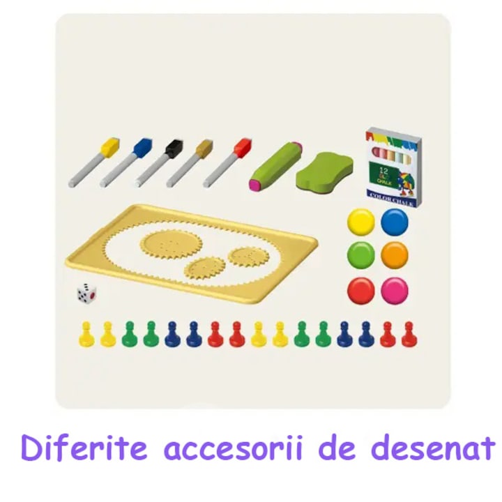 46 Pcs Artist Drawing Board for Kids – Double-Sided Easel with Spirograph & Painting Accessories