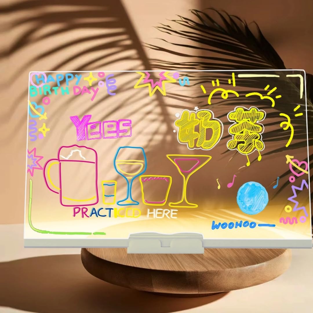 DIY Handwriting Doodle Acrylic LED Luminous Lamp – Personalized Table Sign Board (200×300mm)