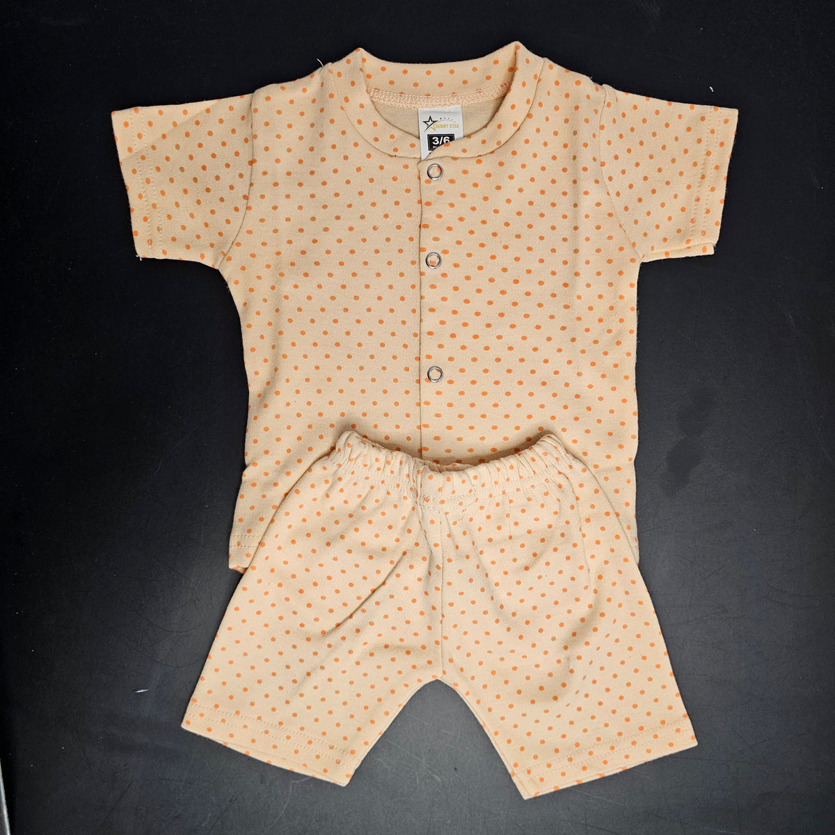 New Born Baby Dress – Dots Print, Orange Colour