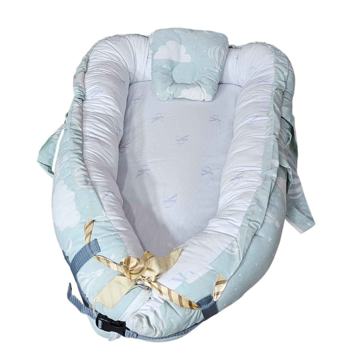 Baby Bedset with Rattles & Head Cushion – Cotton Fabric | Comfortable & Safe