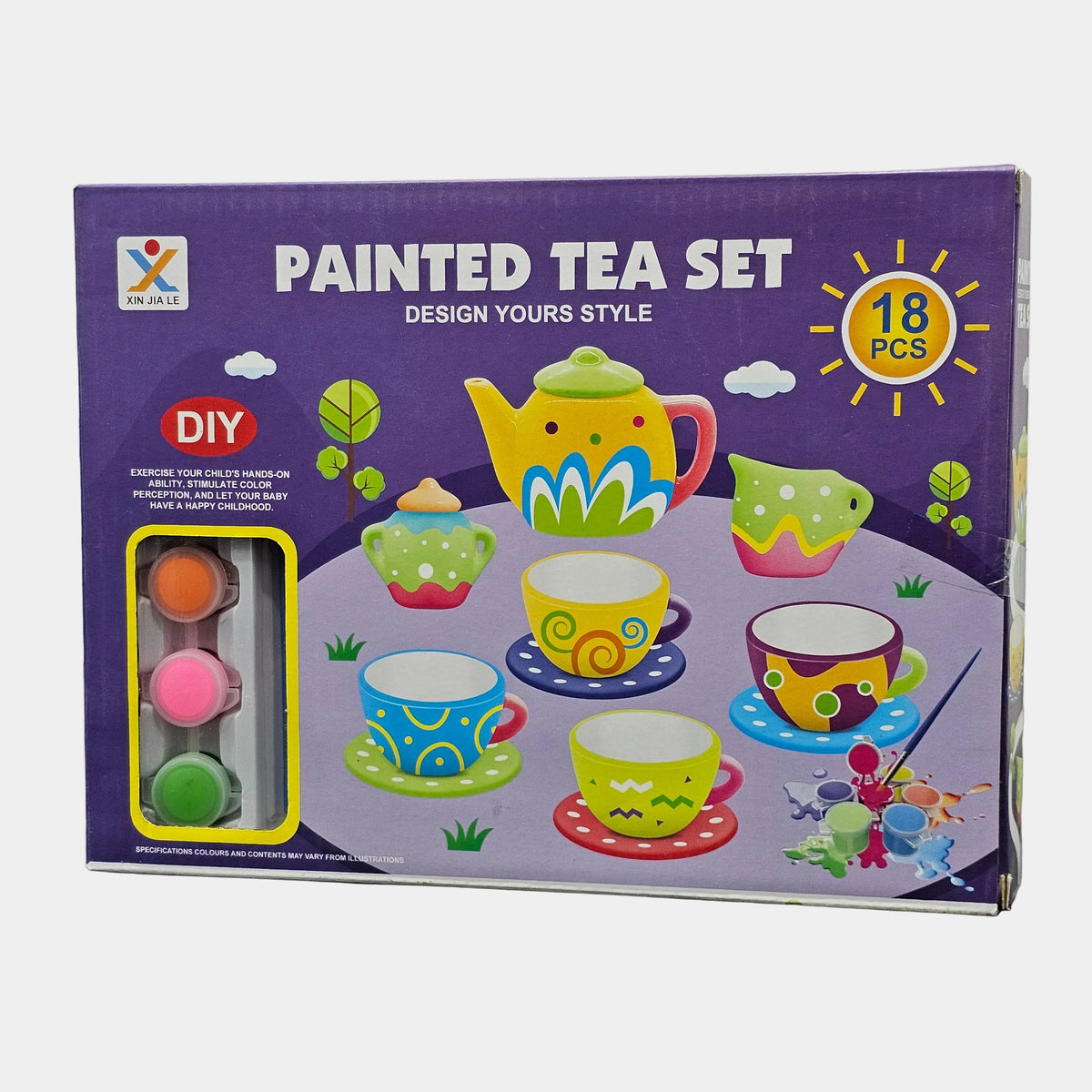 Painted Tea Set – Design Your Own Style | 18-Piece Creative Play Set
