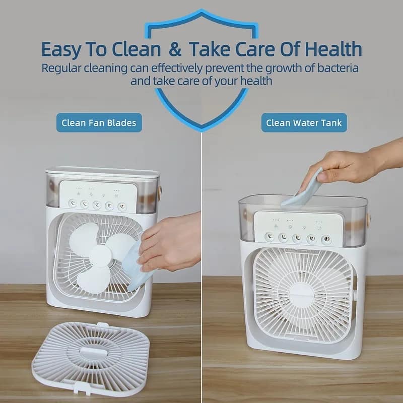 Mini Air Cooler Fan – 7 Color LED Humidifier (USB Type-C, 3 Speed)