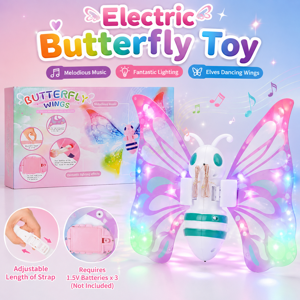 Butterfly Fairy Wings with LED Lights & Music – Adjustable Angel Wings for Kids