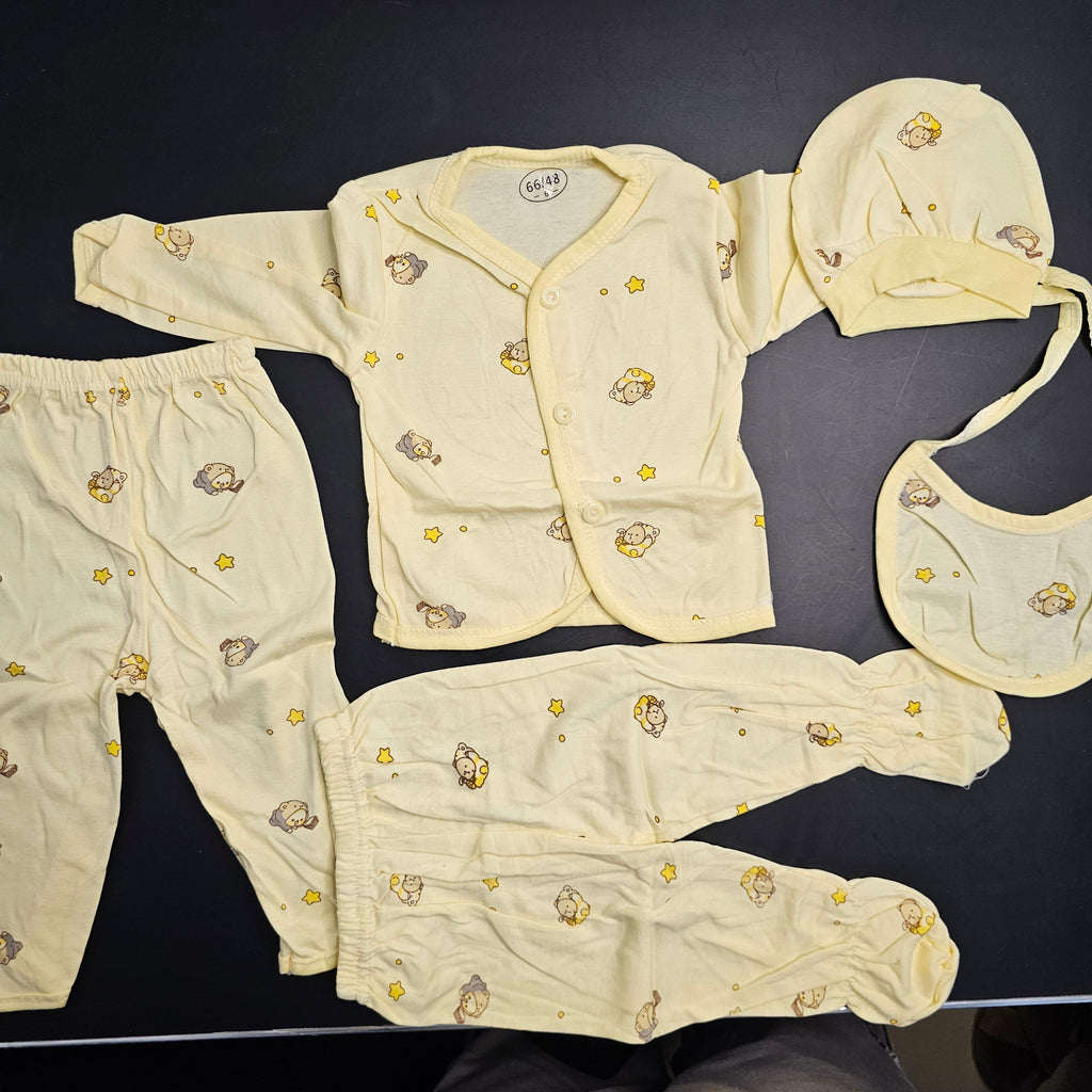 5 Pcs Lucky Star Luxury Baby Dress Set – Imported New Born Baby (Pink Colour)
