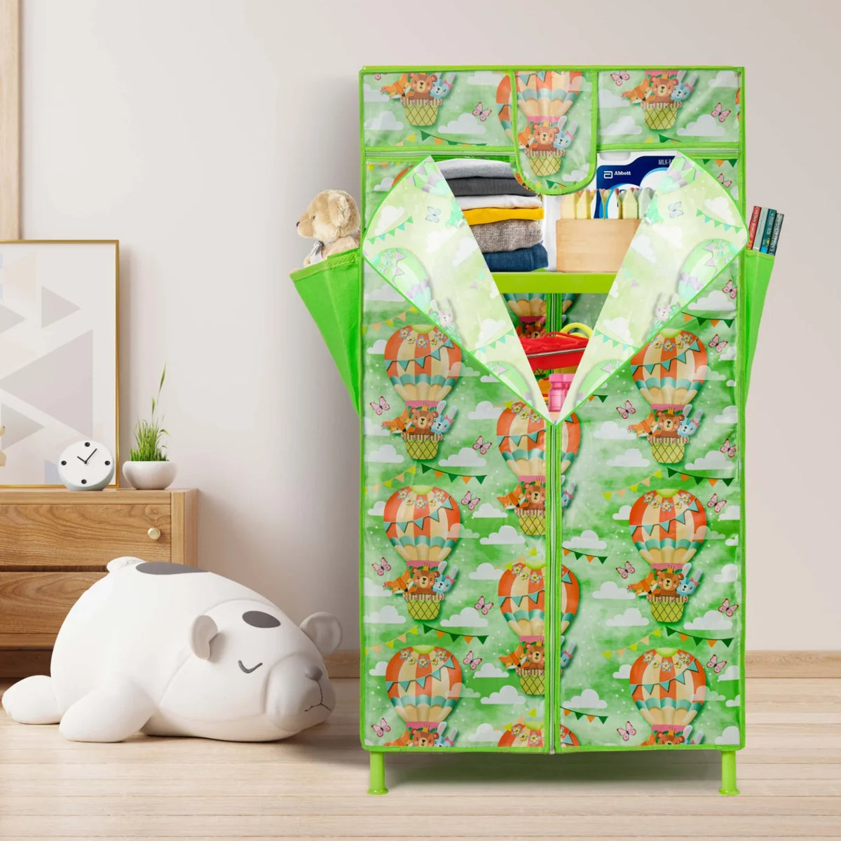 Toddlers Foldable Wardrobe – Green | Durable, Compact & Easy Storage