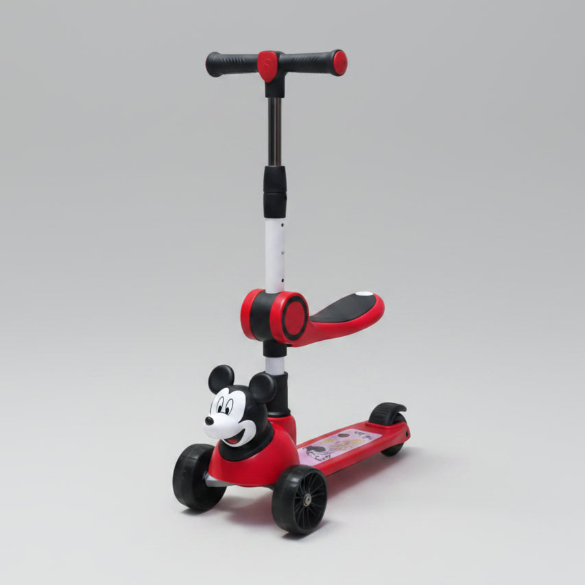 Mickey Character Kids 3 Wheel Scooter with Seat – Foldable Scooter with LED Lights & Music