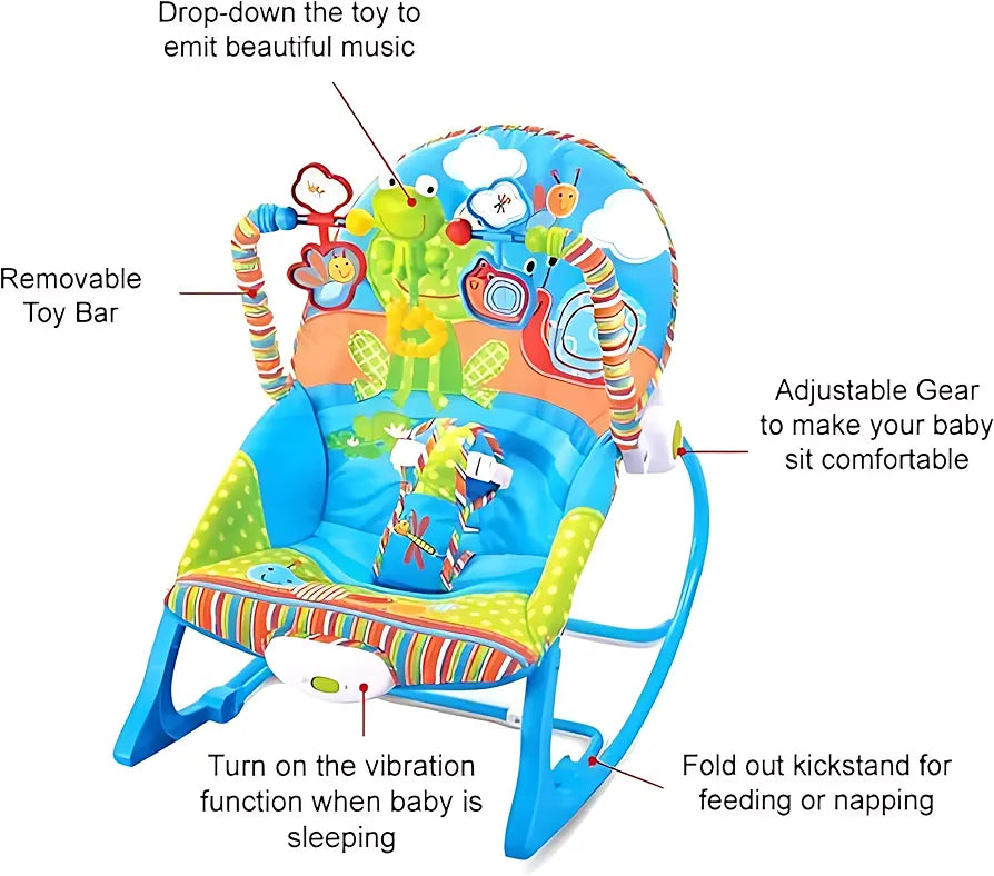 Baby Rocker – Infant to Toddler with Fold-Out Kickstand (0M+, 40 lbs / 18 kg)