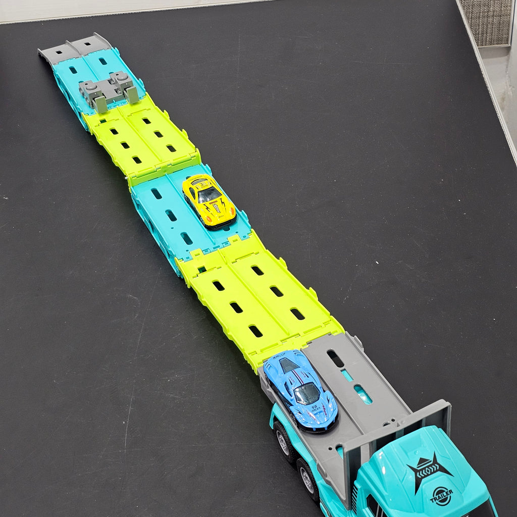 Track Truck with 2 Cars – Racing Transporter Playset