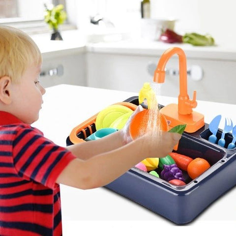 Electric Dishwasher Kitchen Sink Toy Set with Running Water