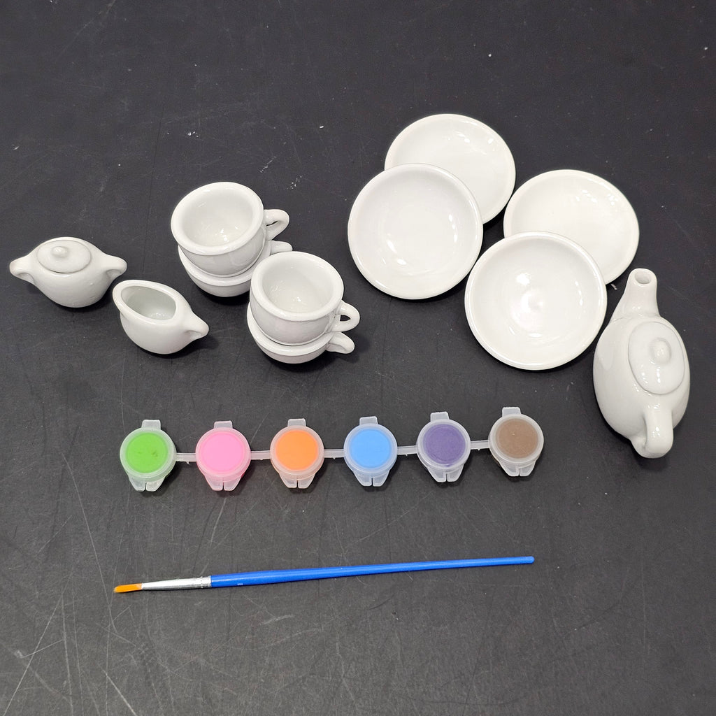 Painted Tea Set – Design Your Own Style | 18-Piece Creative Play Set