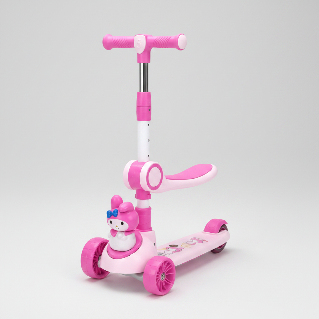 Kids 3 Wheel Scooter with Seat – Foldable Ride-On with Lights & Music