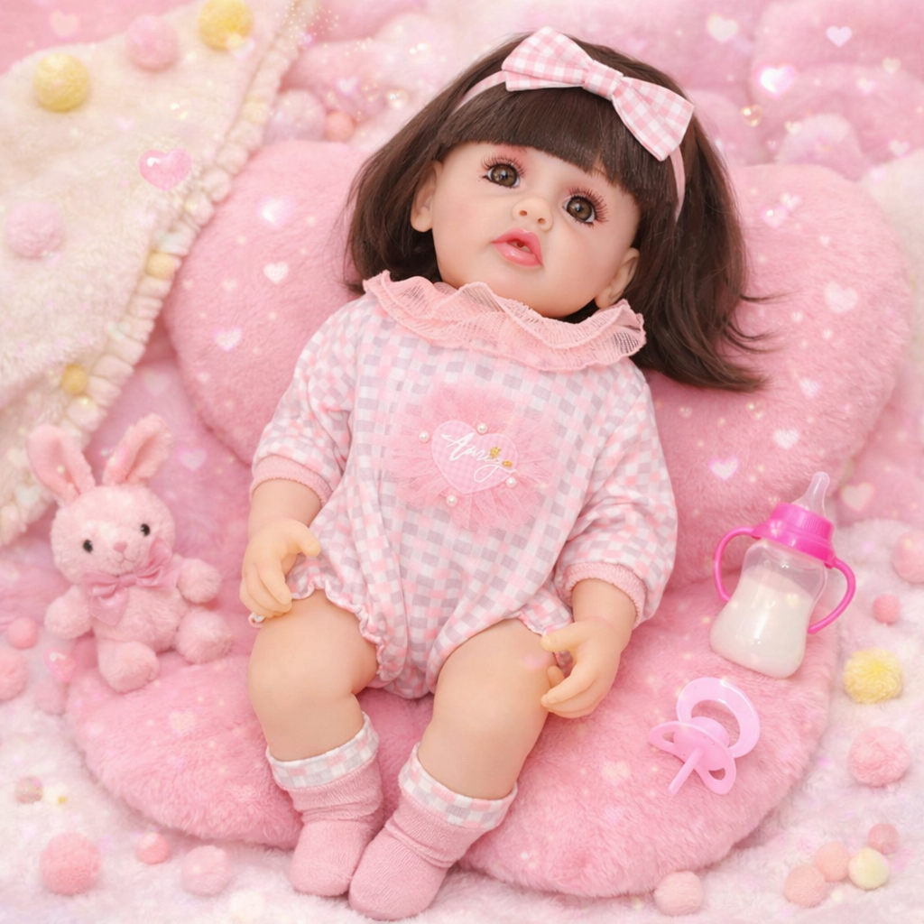 55cm Baby Silicone Doll – Lifelike Real Baby with Accessories