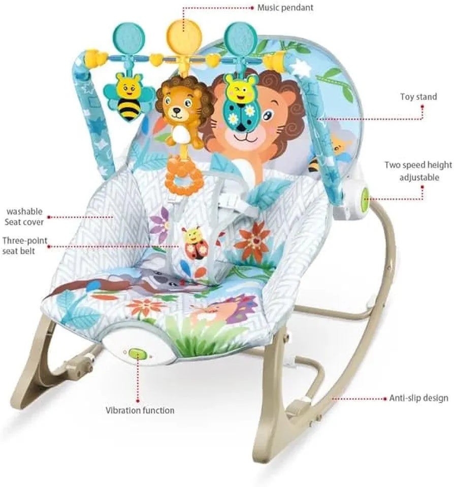 Baby Rocker – Infant to Toddler with Fold-Out Kickstand (0M+, 40 lbs / 18 kg)