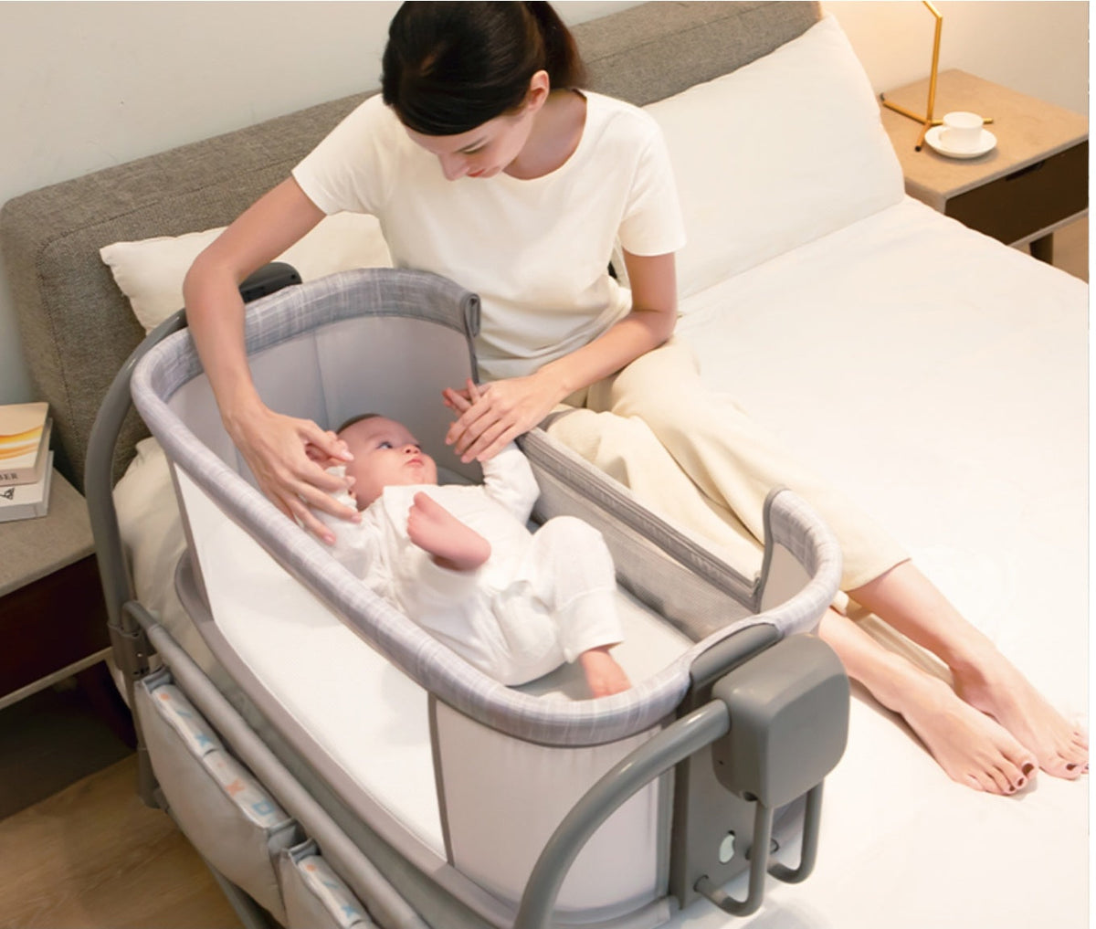 Deluxe 3-in-1 Baby Bassinet – Smart Electric Cradle & Bedside Sleeper
