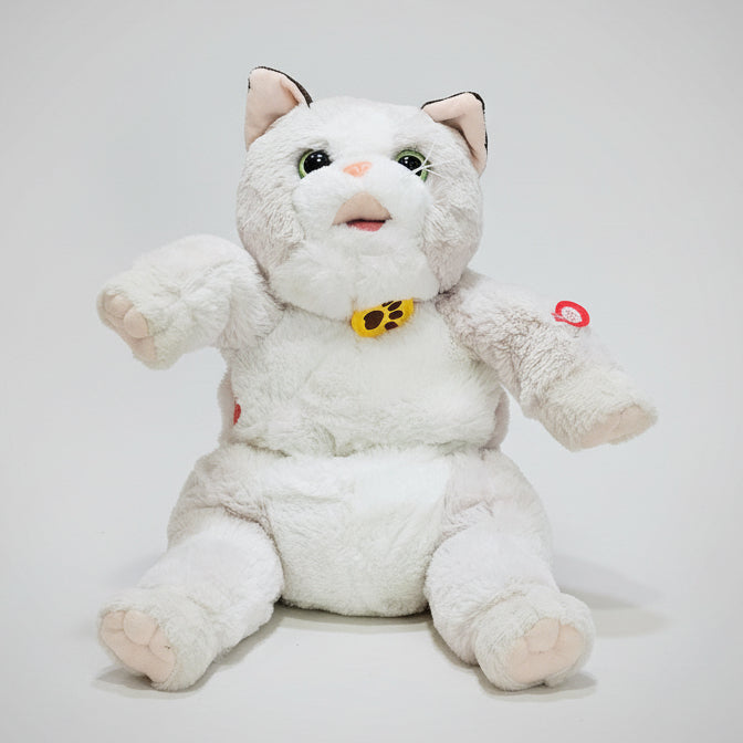 Learn to Speak Plush Cat with Shoulder Bag – White Colour