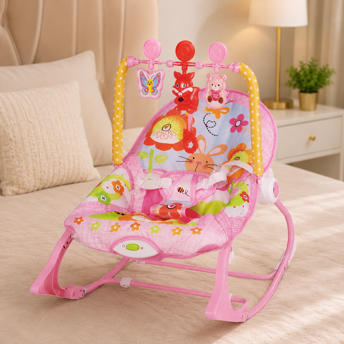 Infant-to-Toddler Baby Rocker with Music & Vibrations – 2-in-1 Baby Bouncer Seat