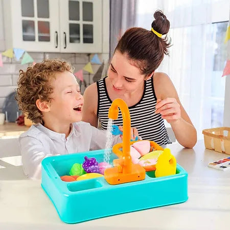Electric Dishwasher Kitchen Sink Toy Set with Running Water