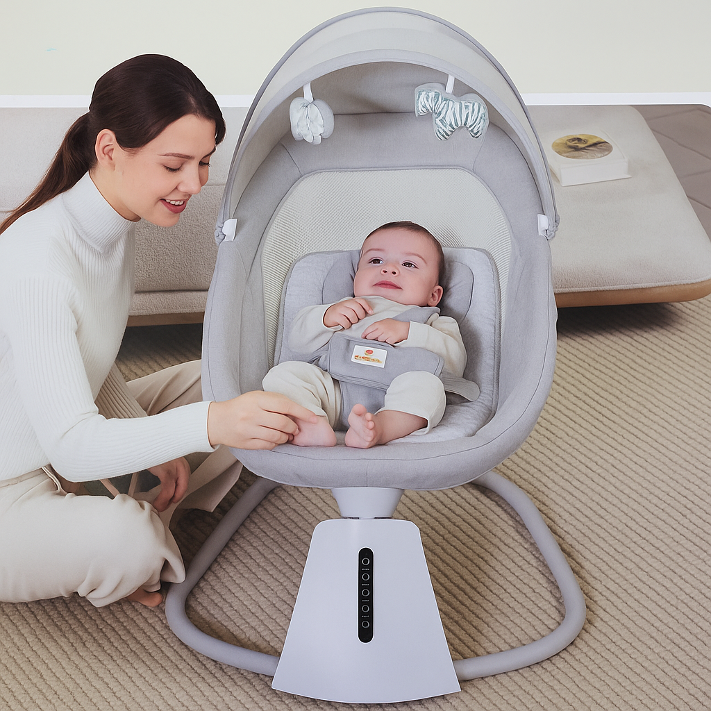 Mastela 3-in-1 Aura Deluxe Bassinet – Smart Touch & App Controlled Baby Comfort by Junior Land Pakistan