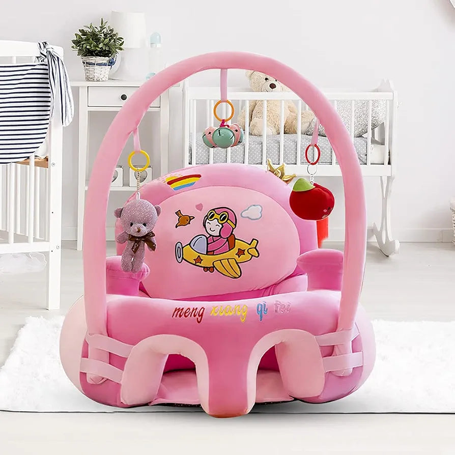 Baby Sofa Seat with Attractive Rattles – Soft Plush Support Seat