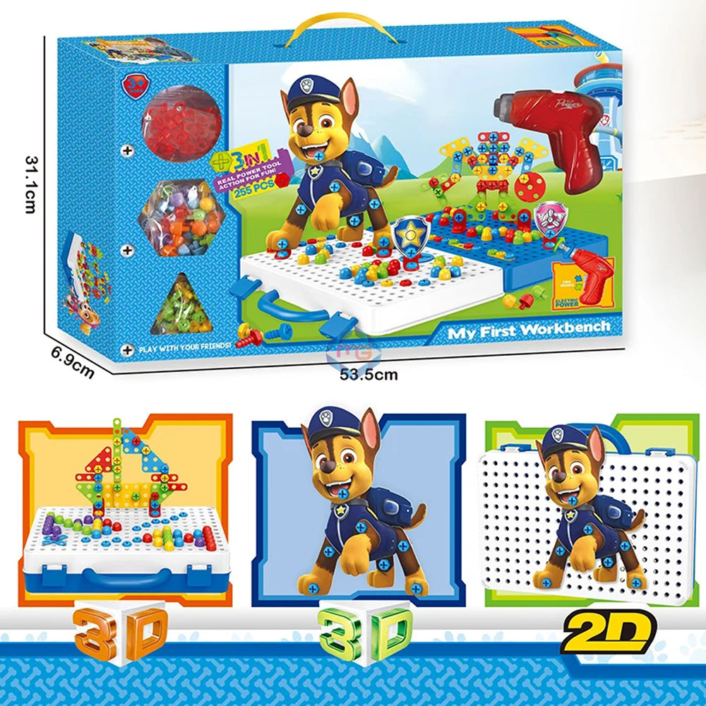 3-in-1 Real Power Tool Workbench Playset – 255 Pcs Puzzle Panel