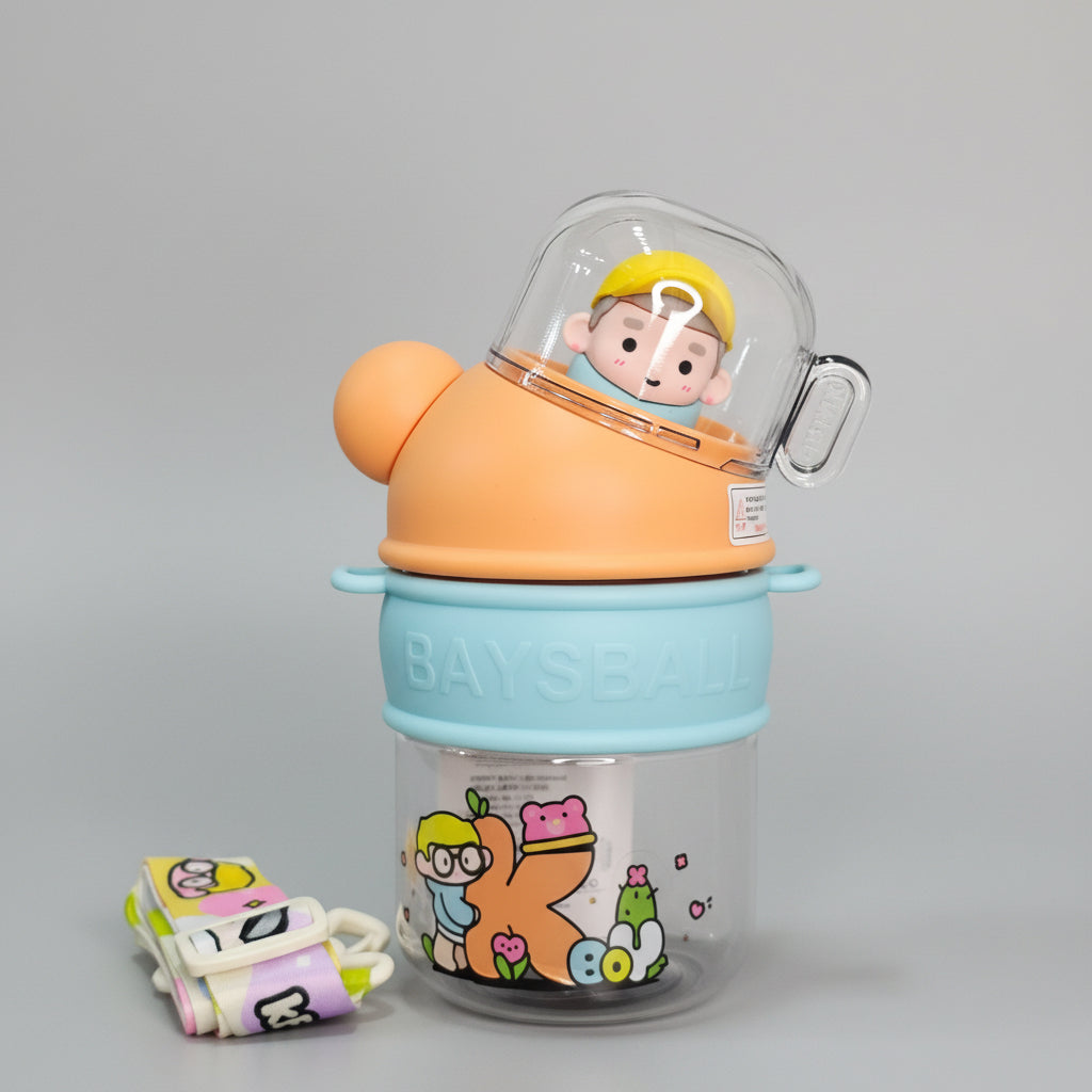 500ml Kids Water Bottle with Cup – Portable & Practical
