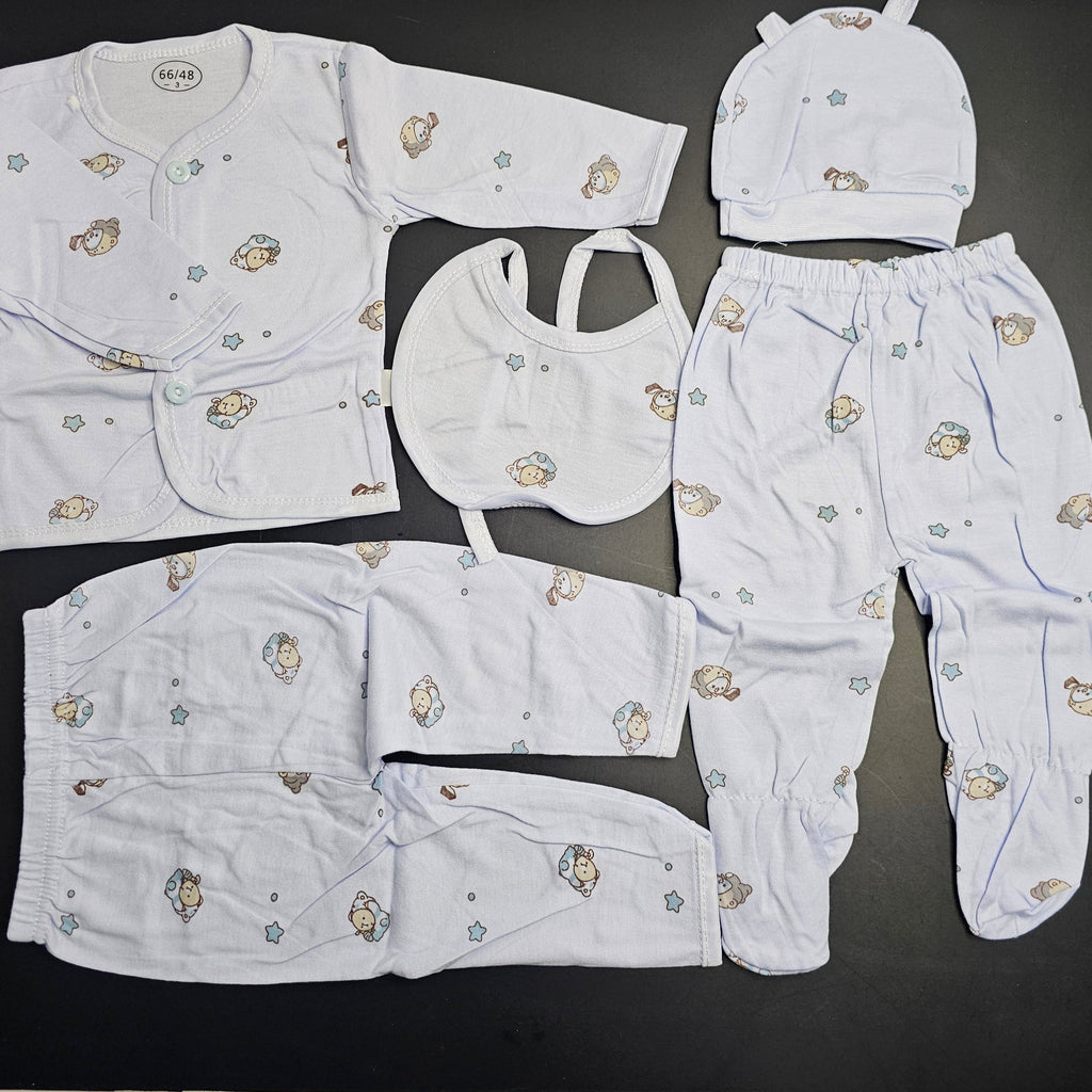 5 Pcs Lucky Star Luxury Baby Dress Set – Imported New Born Baby (Pink Colour)