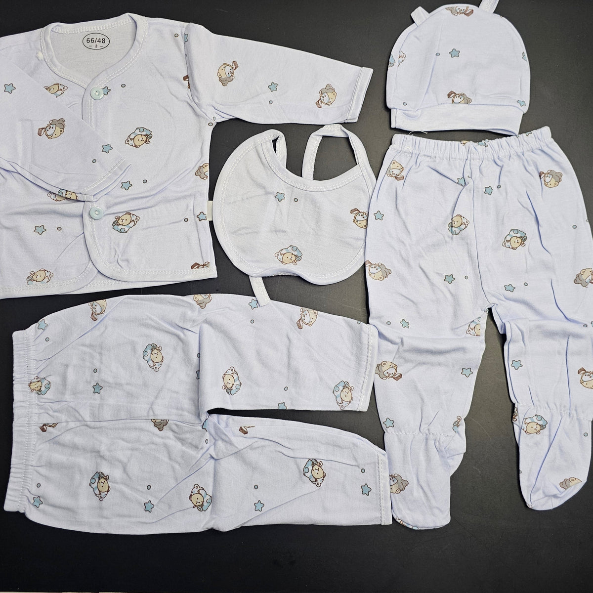 5 Pcs Lucky Star Luxury Baby Dress Set – Imported New Born Baby (Pink Colour)