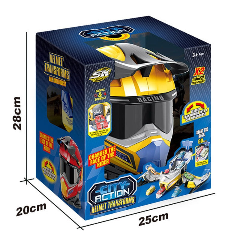 City Action Helmet Transformer – 2x Die-Cast Cars with Light & Sound | Face-Changing Rider Set