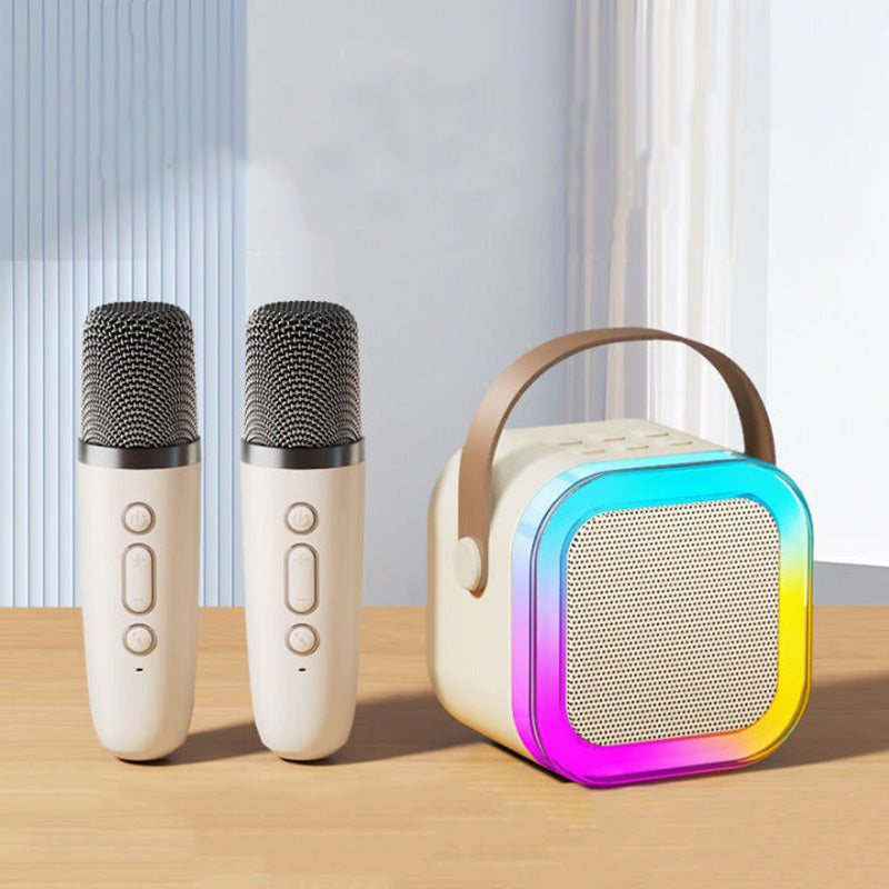 Rechargeable Bluetooth Karaoke Speaker with Dual Wireless Microphones & LED Lights