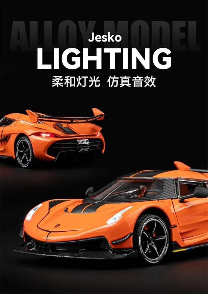 Koenigsegg Jesko 1:24 Scale Die-Cast Model Car – Pull-Back, Sound, Light & Atomization Function