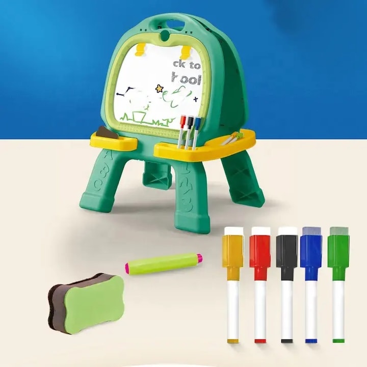 46 Pcs Artist Drawing Board for Kids – Double-Sided Easel with Spirograph & Painting Accessories