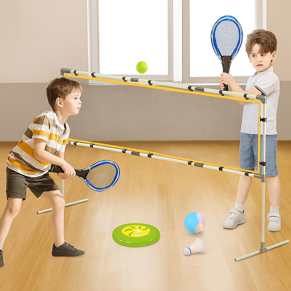 4 in 1 Sports Set – Badminton, Tennis, Frisbee & Volleyball Game Kit