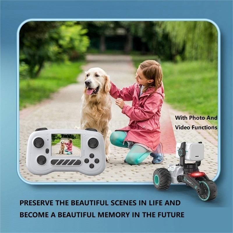 Stunt Car with Voice Control, Photo & Video Function – Dual Mode 360° Rotating Car with Lights & Big Tires