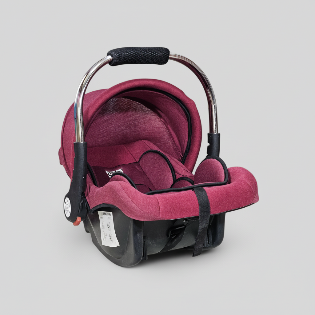 Baby Carry Cot with Soft Mattress – Steel Handle, Canopy & Safety Belt