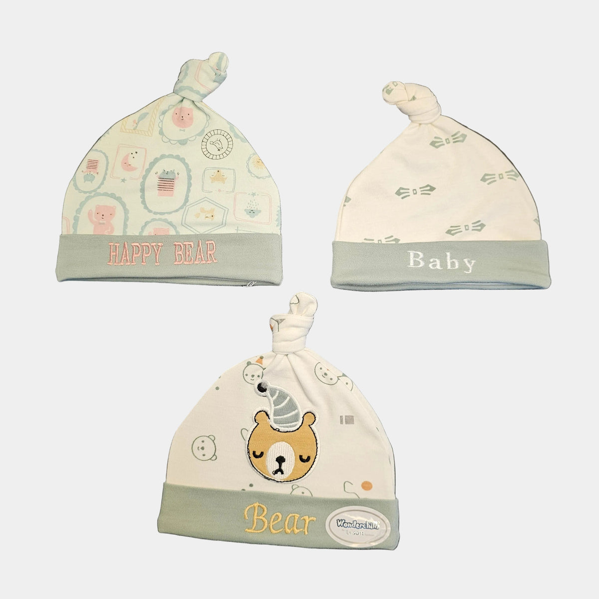 Pack of 3 Baby Caps – Soft Blended Stuff