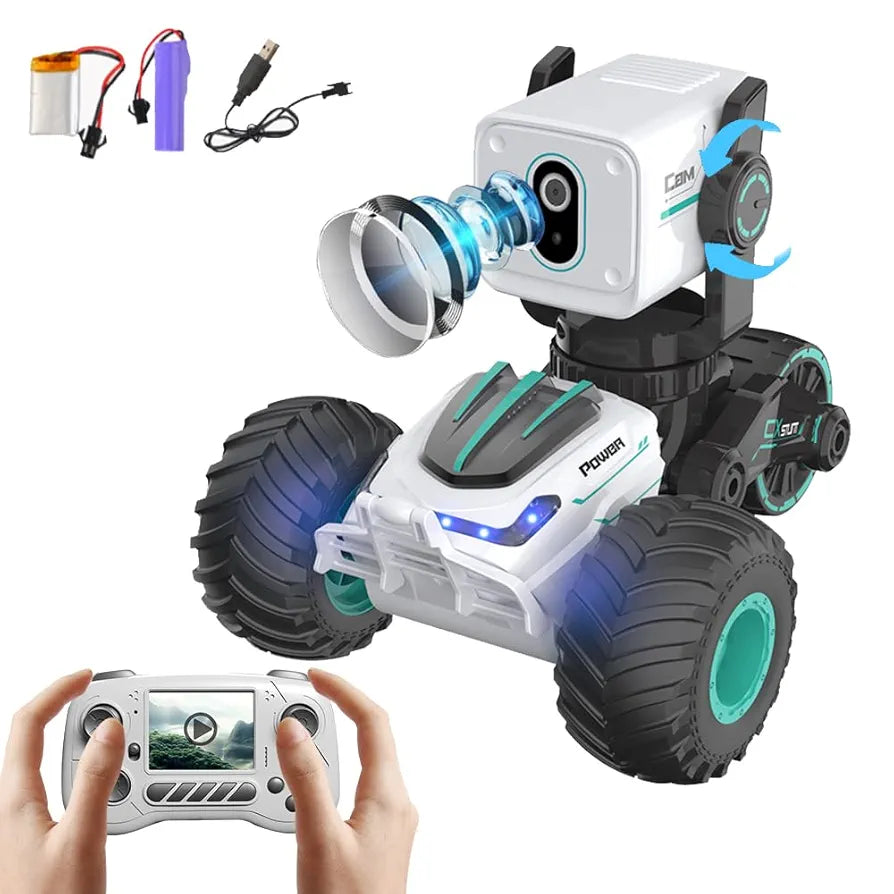 Stunt Car with Voice Control, Photo & Video Function – Dual Mode 360° Rotating Car with Lights & Big Tires
