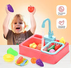 Electric Dishwasher Kitchen Sink Toy Set with Running Water