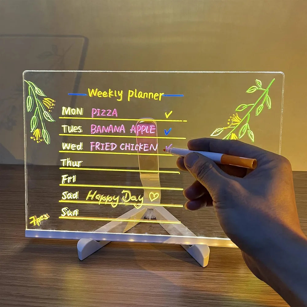 DIY Handwriting Doodle Acrylic LED Luminous Lamp – Personalized Table Sign Board (200×300mm)