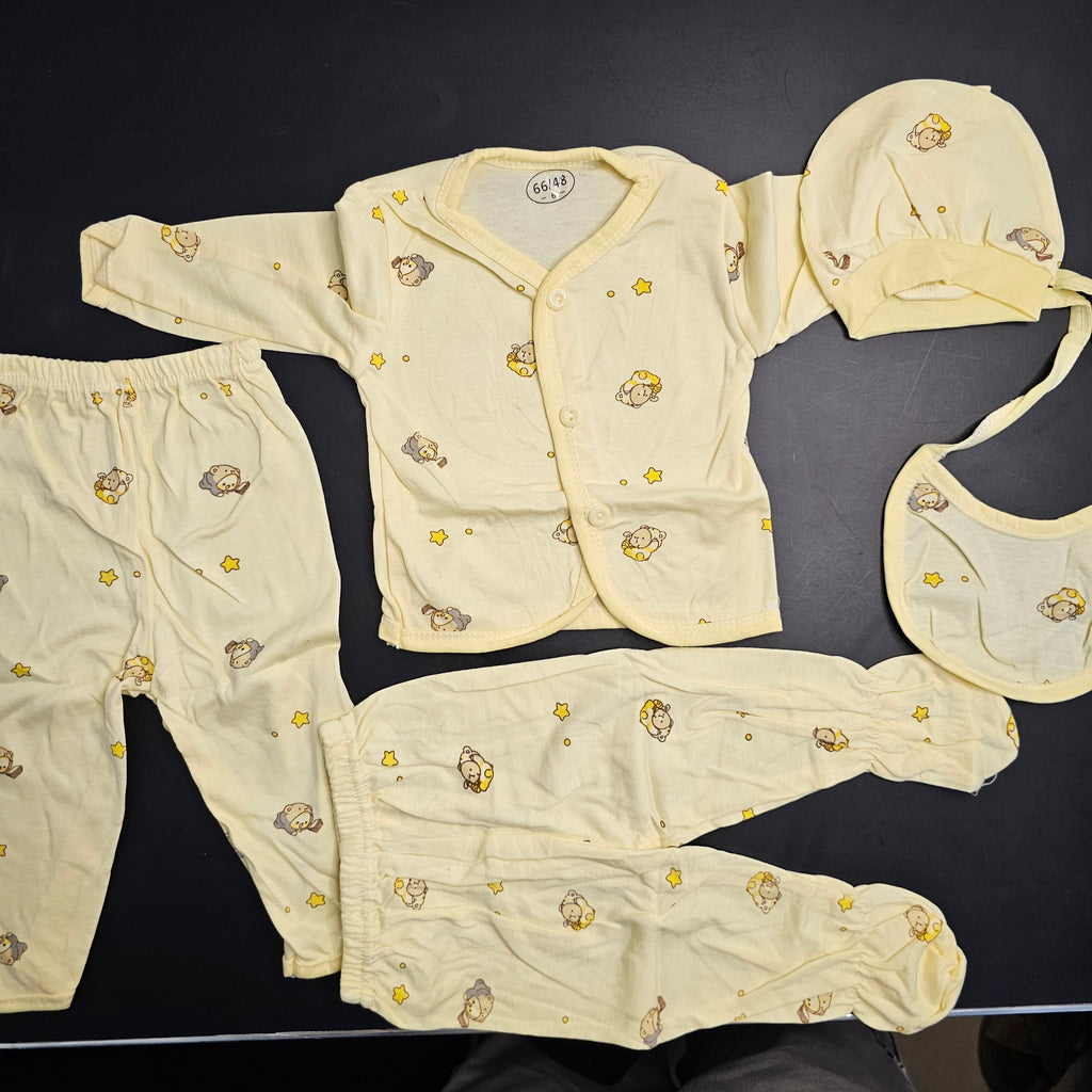 5 Pcs Lucky Star Luxury Baby Dress Set – Imported New Born Baby (Pink Colour)