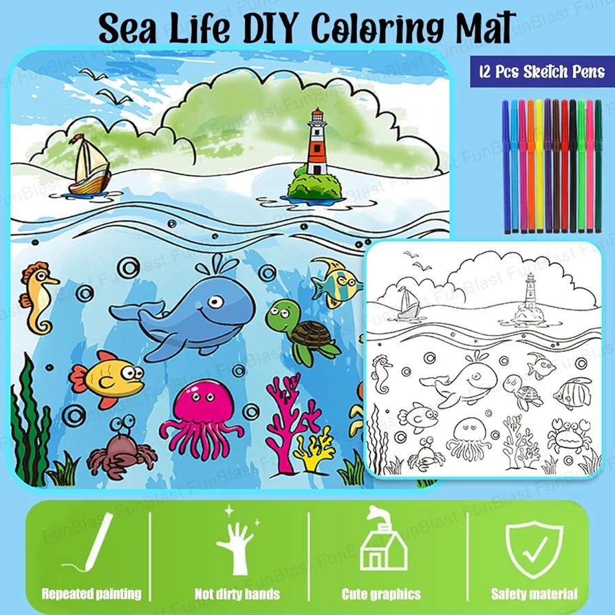 Kids’ Painting Mat with Colors – Easy Washable & Reusable