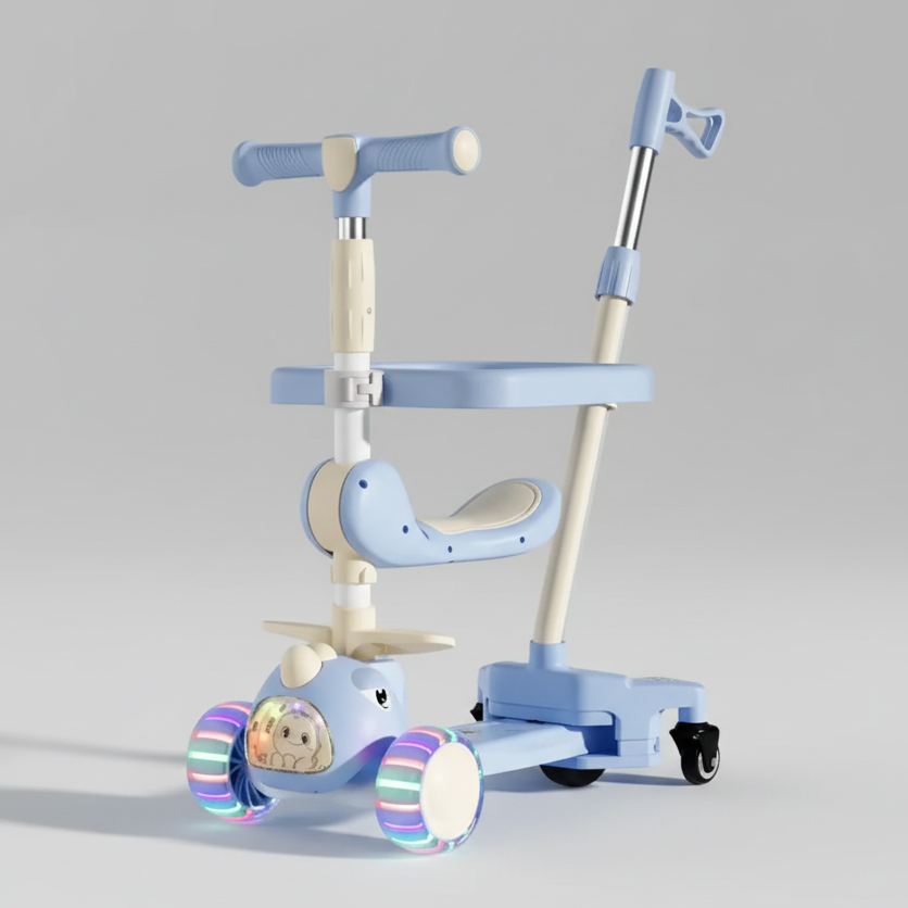 3-in-1 Kids Scooty with Lighting, Music & Stroller Mode