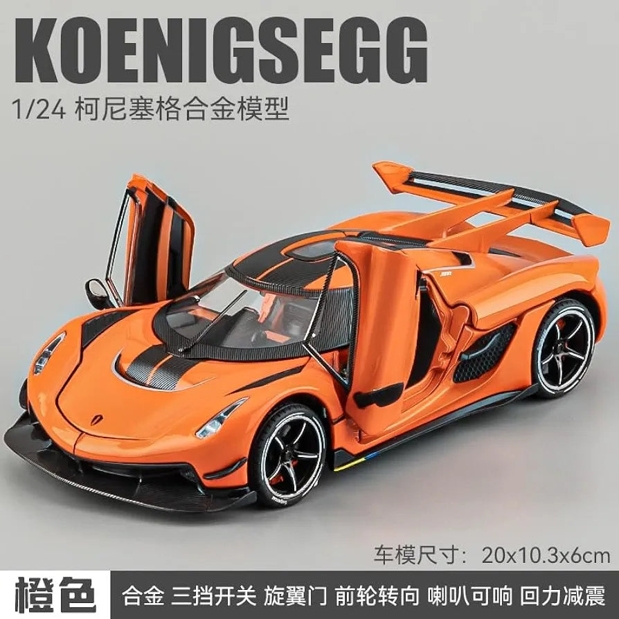 Koenigsegg Jesko 1:24 Scale Die-Cast Model Car – Pull-Back, Sound, Light & Atomization Function