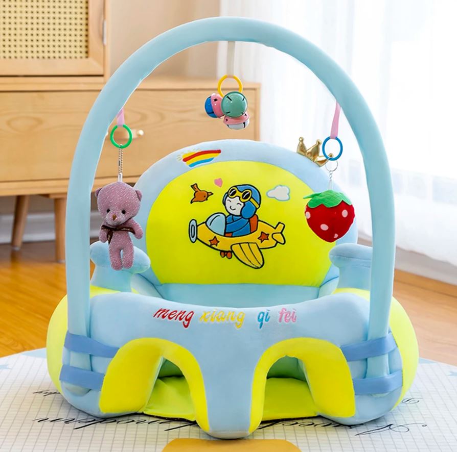 Baby Sofa Seat with Attractive Rattles – Soft Plush Support Seat