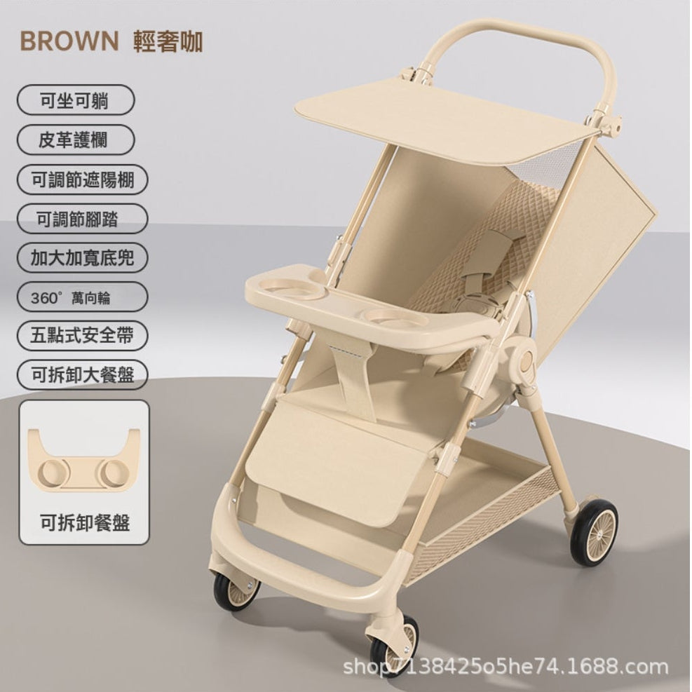 Kids Baby Stroller – Soft Seat with Canopy & Storage Basket